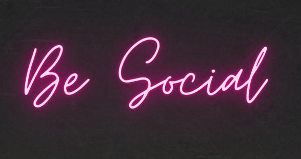 Be Social Neon Text Image