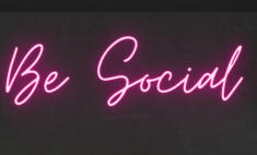 Be Social Neon Text Image